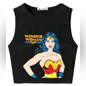 DC Comics By Shein Women Core X  Hero Cartoon Character Tank Top Black (Size M)